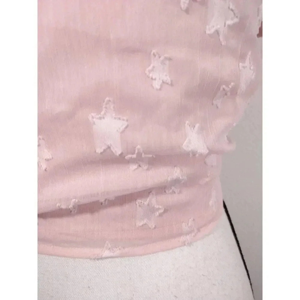 Revolve By the Way Superdown Aylin Pink Star Front Tie Crop Top Women's Size XS - Picture 8 of 9